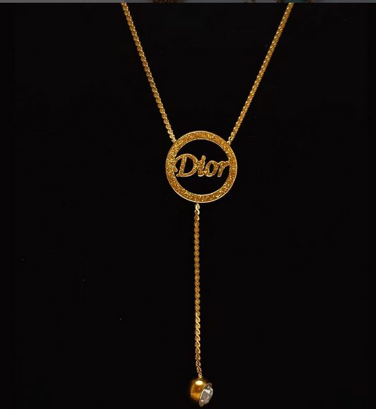 Stylish Gold "Dior" Pendant Necklace