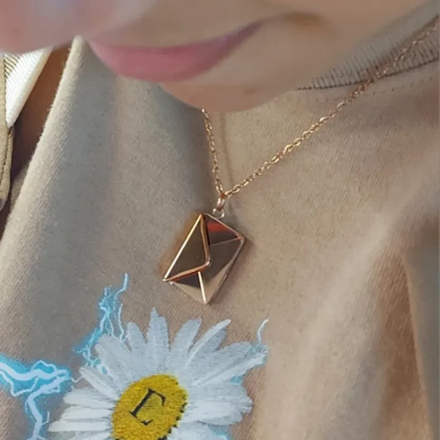 Custom Engraved Love Letter Personalized Envelope Pendant Necklace Stainless Steel