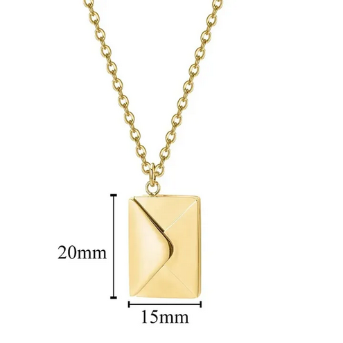 Custom Engraved Love Letter Personalized Envelope Pendant Necklace Stainless Steel