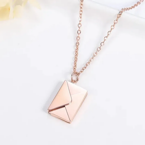 Custom Engraved Love Letter Personalized Envelope Pendant Necklace Stainless Steel