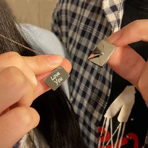 Custom Engraved Love Letter Personalized Envelope Pendant Necklace Stainless Steel