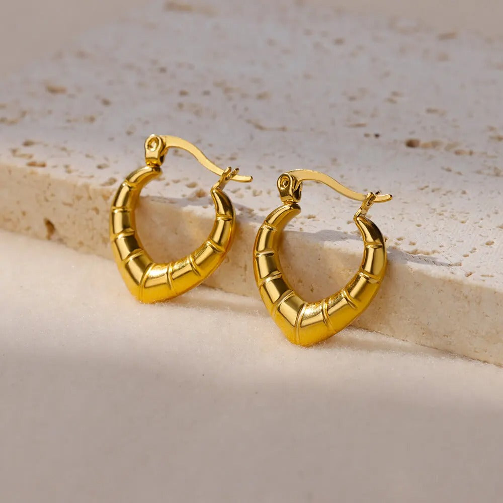 Gold Plated Love Heart Shaped Studs