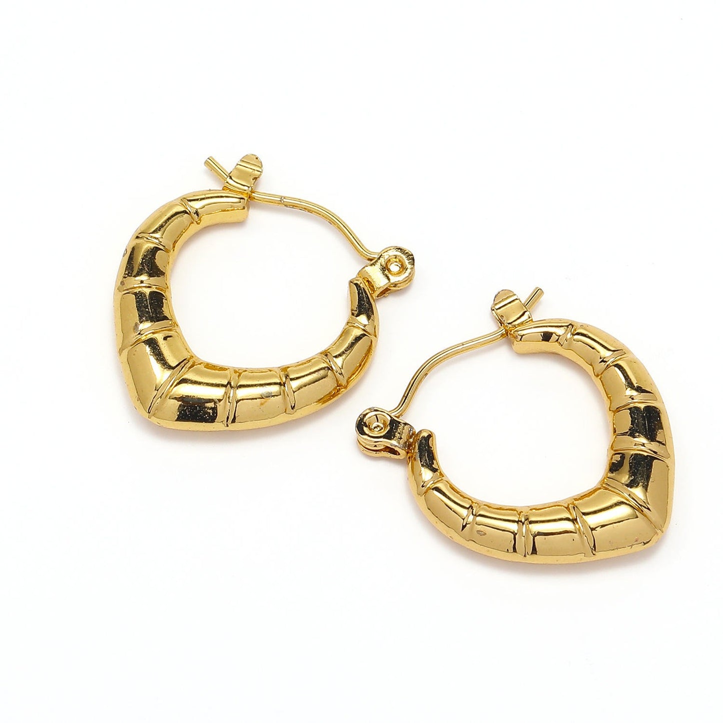 Gold Plated Love Heart Shaped Studs