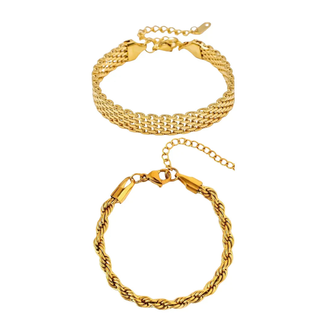 Two gold bracelets