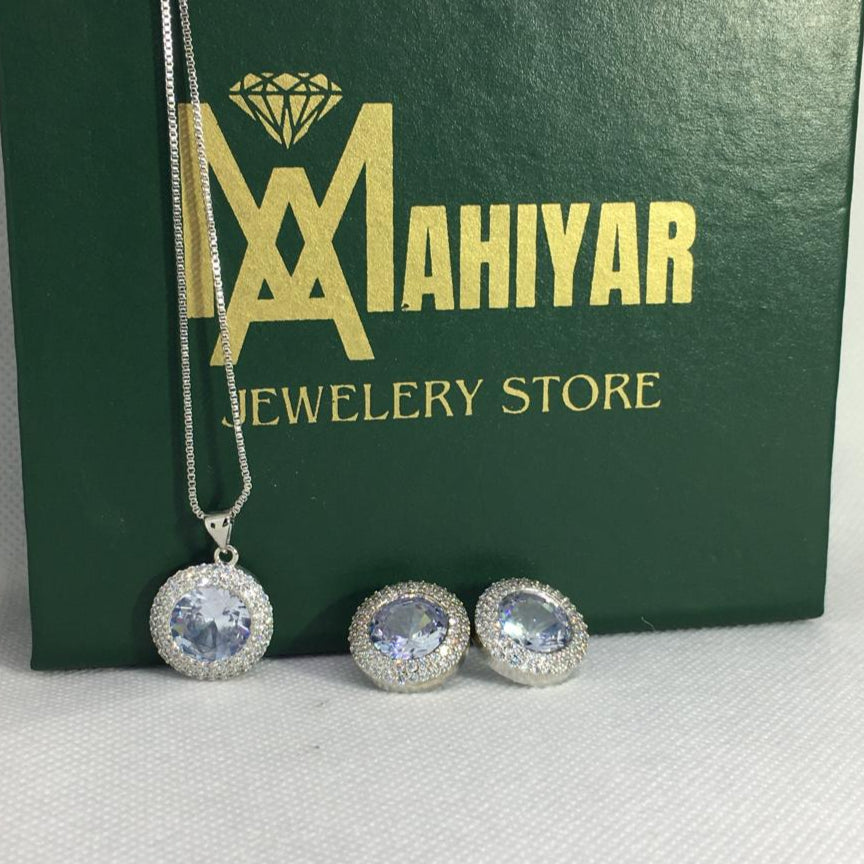 2pcs/set High Quality Round Zircon Jewelry Set Necklace and Earrings