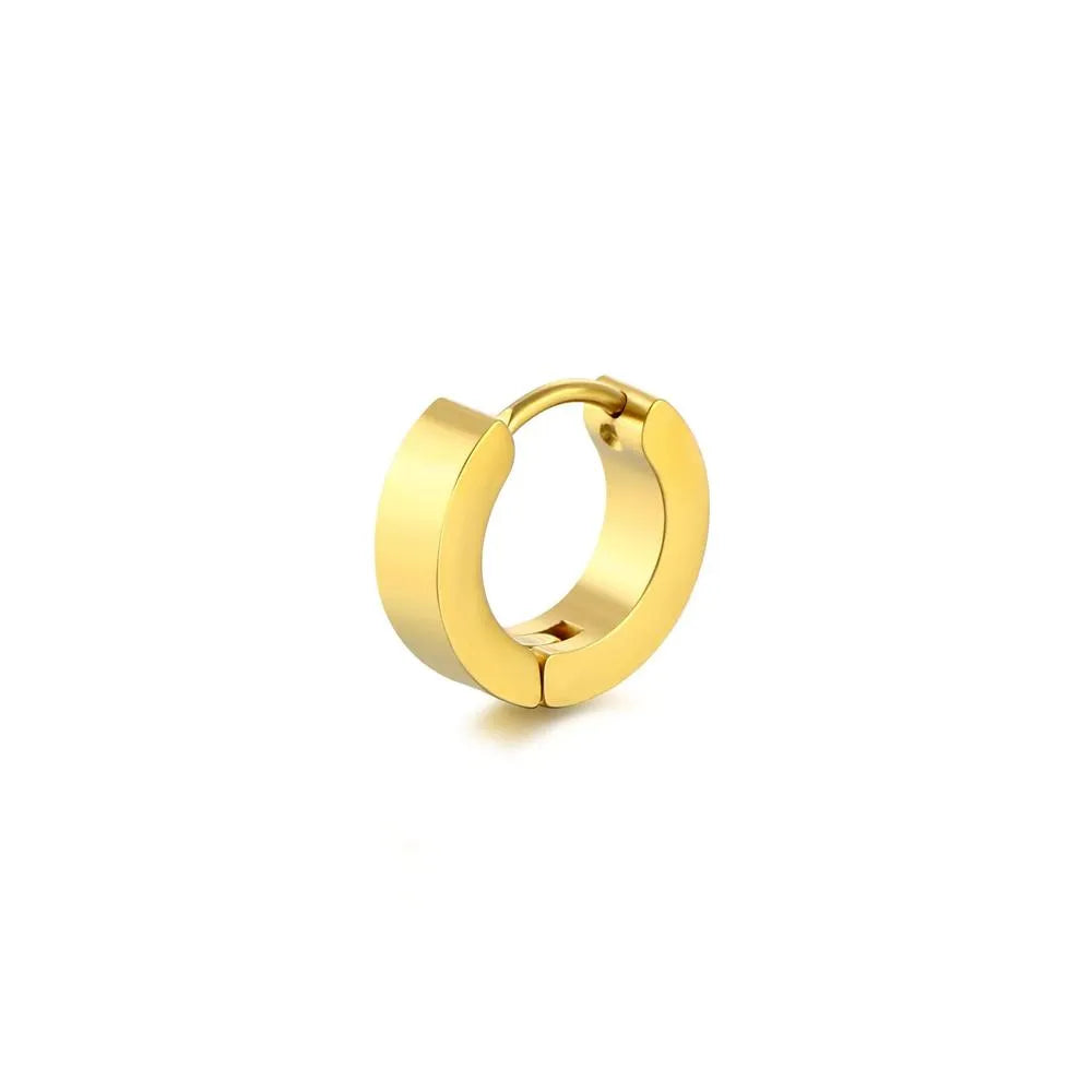 Classic Gold Color Stainless Steel Circle Ear Buckle Small Hoop Earrings for Women Men