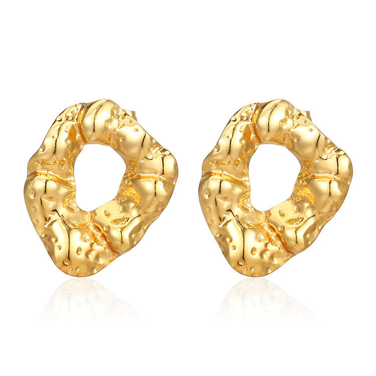Stainless Steel Irregular Texture Chunky Earrings