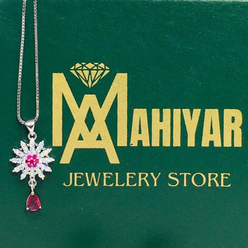  necklace and earrings with pink gemstones