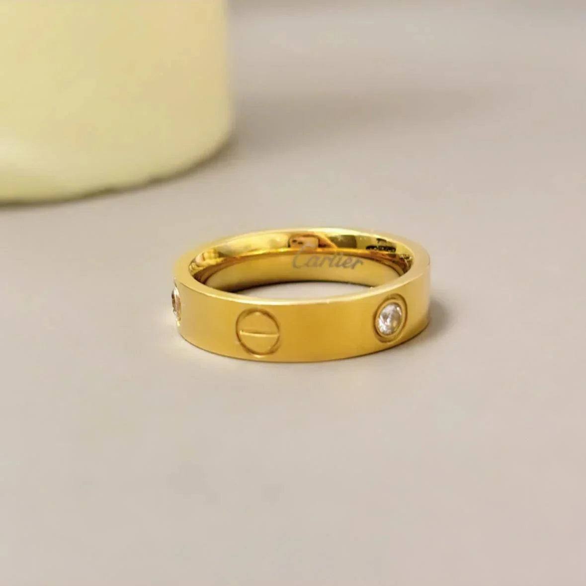 Golden Stone Ring for Girls – Stainless Steel