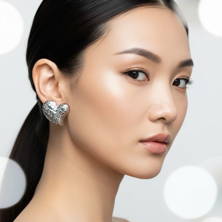 silver heart earrings