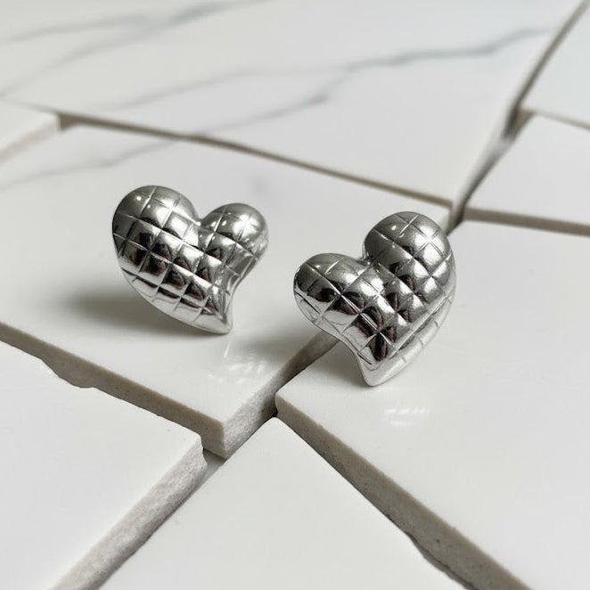 silver heart earrings