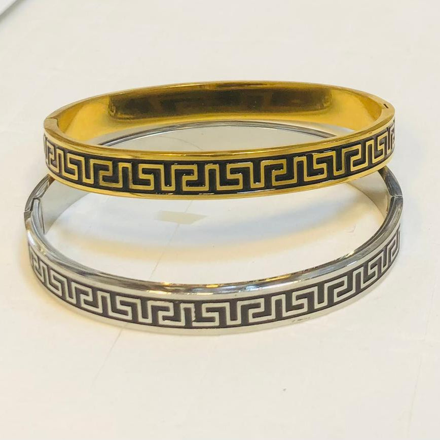 Enamel Pattern Stainless Steel Bangle Bracelet