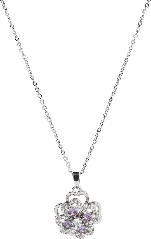 Crystal Clover Silver Necklace